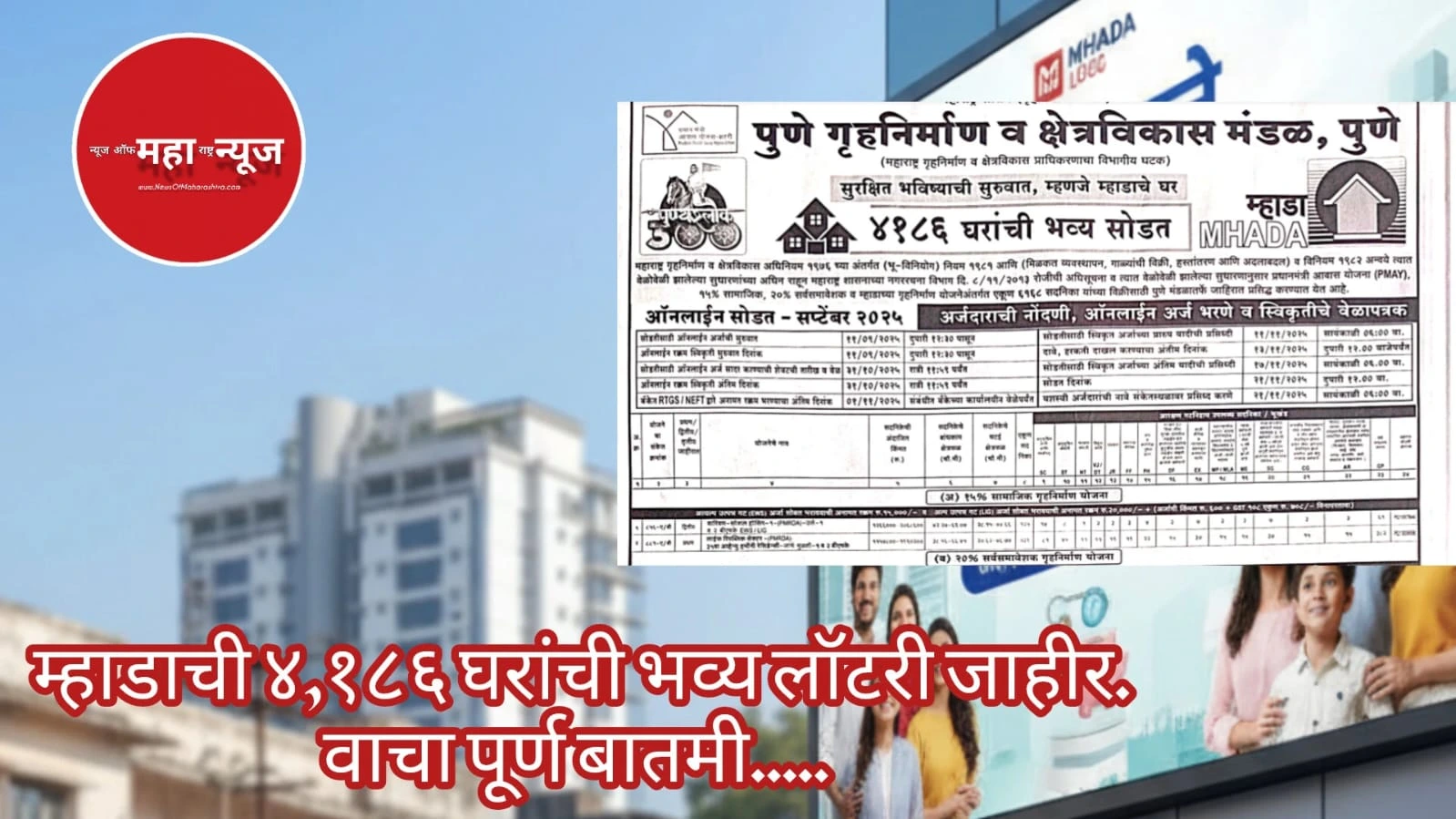 MHADA Lottery 2025 (म्हाडा लॉटरी २०२५) Pune MHADA Lottery (पुणे म्हाडा लॉटरी) MHADA Pune (म्हाडा पुणे) MHADA Homes Pune (म्हाडा घरे पुणे) MHADA Online Application (म्हाडा ऑनलाइन अर्ज)