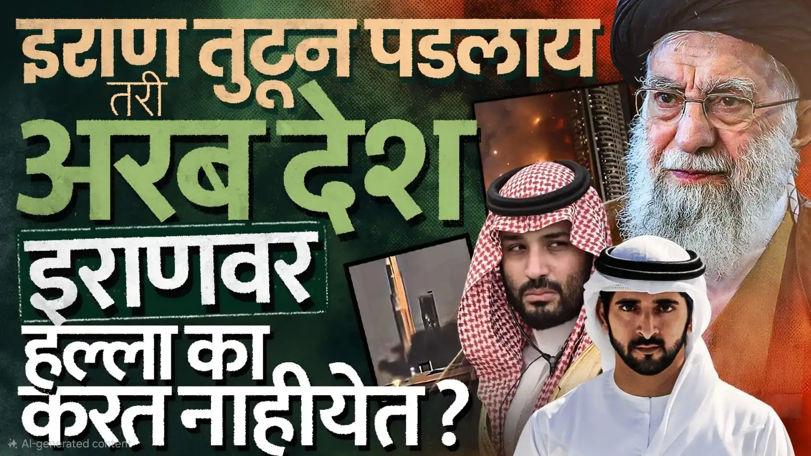 इराण अरब देश युद्ध (Iran Arab Countries War) मिडल ईस्ट संकट (Middle East Crisis Marathi News) सौदी अरेबिया इराण संघर्ष (Saudi Arabia Iran Conflict) इराणचे हल्ले (Iran Attacks on UAE Qatar) मराठी बातम्या (Marathi News Today)